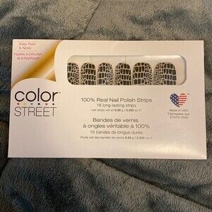 Color street Nail Polish Strips Black with Silver Sparkle Glitter